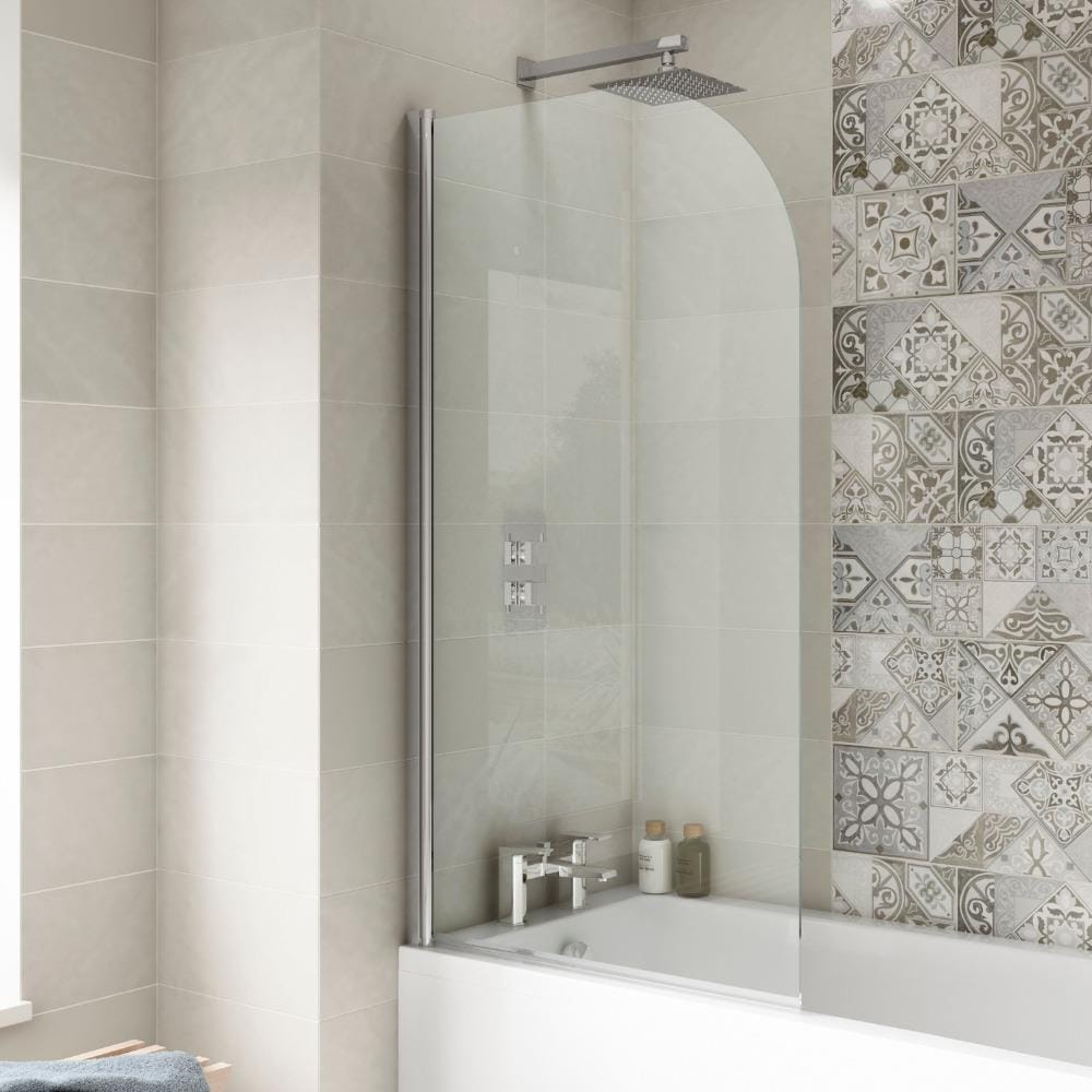 Aquarius Bathrooms Bath Screen Aquarius LevAqua Curved 6mm Hinged Bath Screen 1400 x 800mm