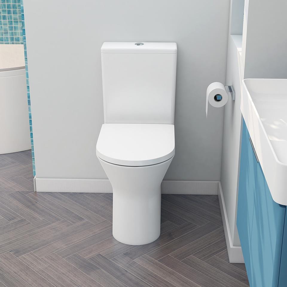 Imex Close Coupled Toilet Imex Blade Rimless Comfort Height Close Coupled Toilet with Soft Close Seat in White