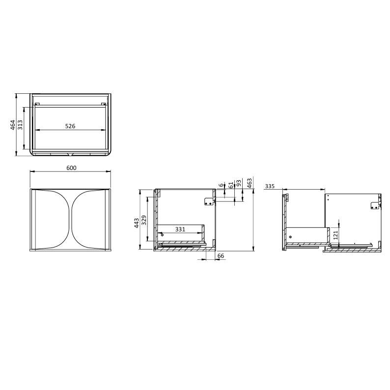 Crosswater Wall Mounted Vanity Unit Crosswater Tambour Wall Mounted 600mm One Drawer Vanity Unit with Basin or Worktop