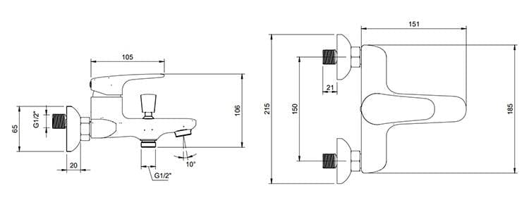 Villeroy & Boch Bath Shower Mixer Villeroy & Boch O.Novo Start Wall Mounted Single Lever Bath Shower Mixer Tap in Chrome