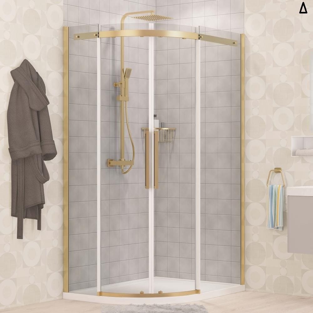 Eastbrook Quadrant Shower Enclosure Eastbrook Corniche 2000 8mm Quadrant Shower Enclosure 900 x 800mm in Brushed Brass