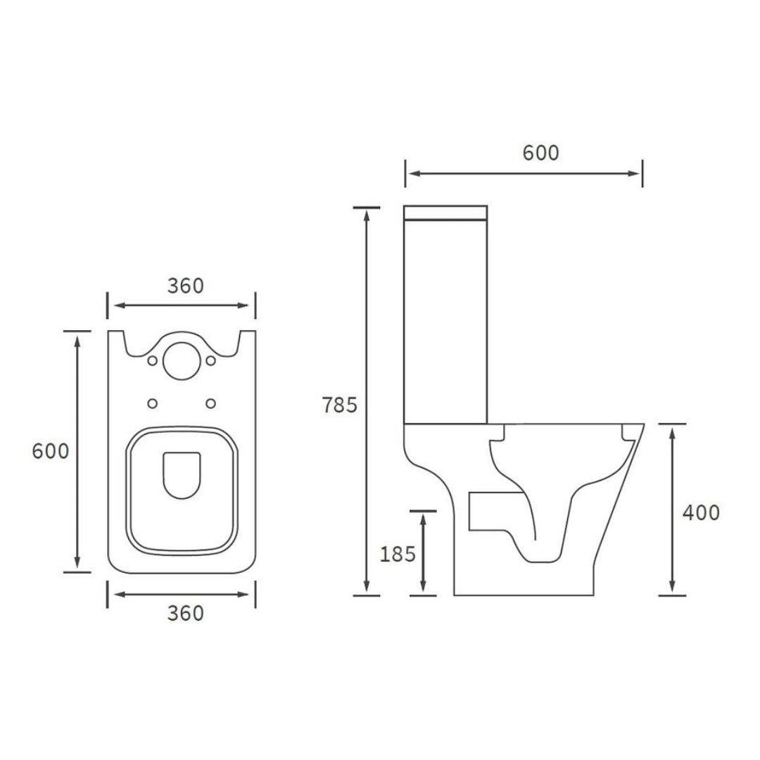 Aquarius Sequoia Close Coupled Short Projection Open Back Rimless Toilet with Wrapover Soft Close Seat