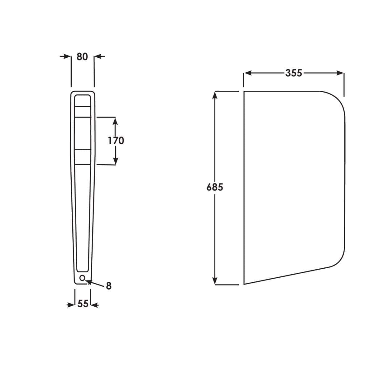 RAK Urinal RAK Deluxe Urinal Partition Panel in White