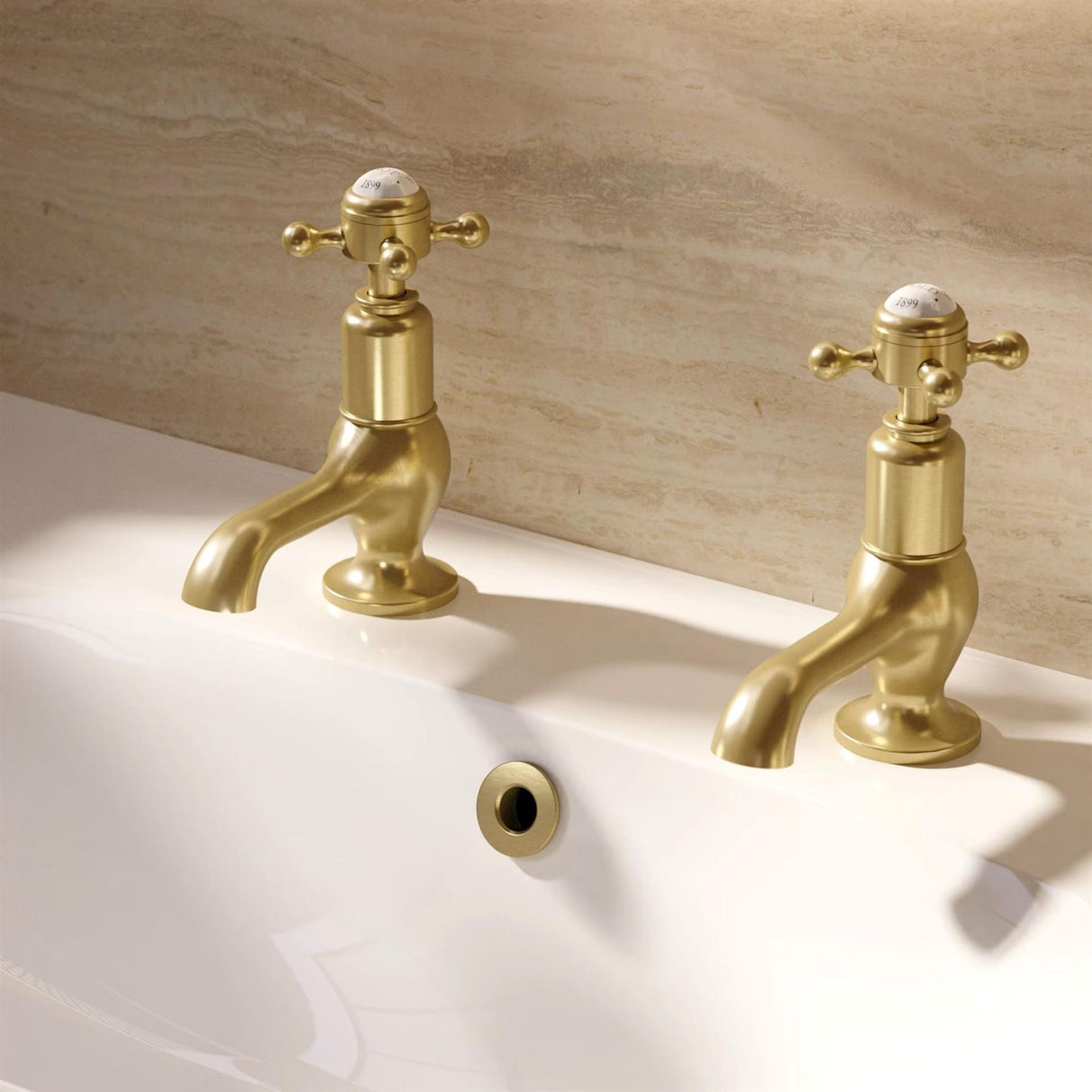 Crosswater Cloakroom Tap Brushed Brass Crosswater Belgravia Crosshead Cloakroom Basin Taps (Pair)