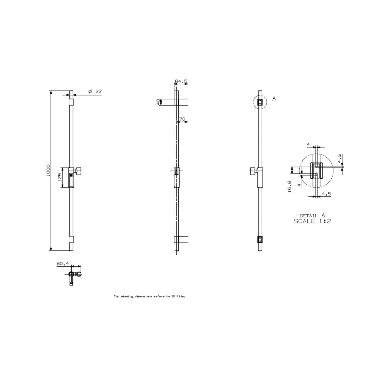 Crosswater Shower Riser Rail Crosswater Ethos Premium Shower Kit - Shower Rail, 3 Mode Head Handset and Hose in Chrome