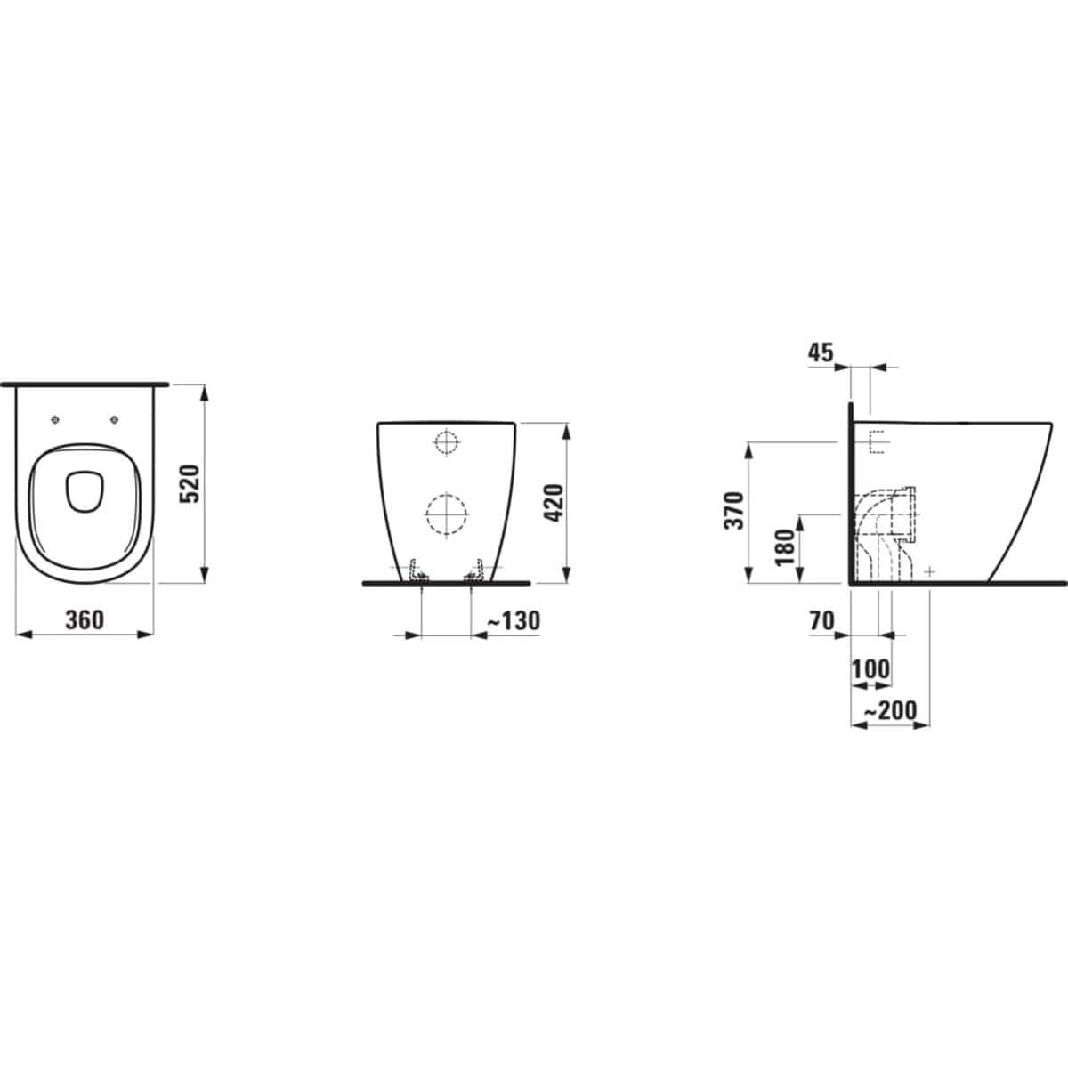 Laufen Back to Wall Toilet Laufen Lua Rimless Back to Wall Toilet with Soft Close Seat