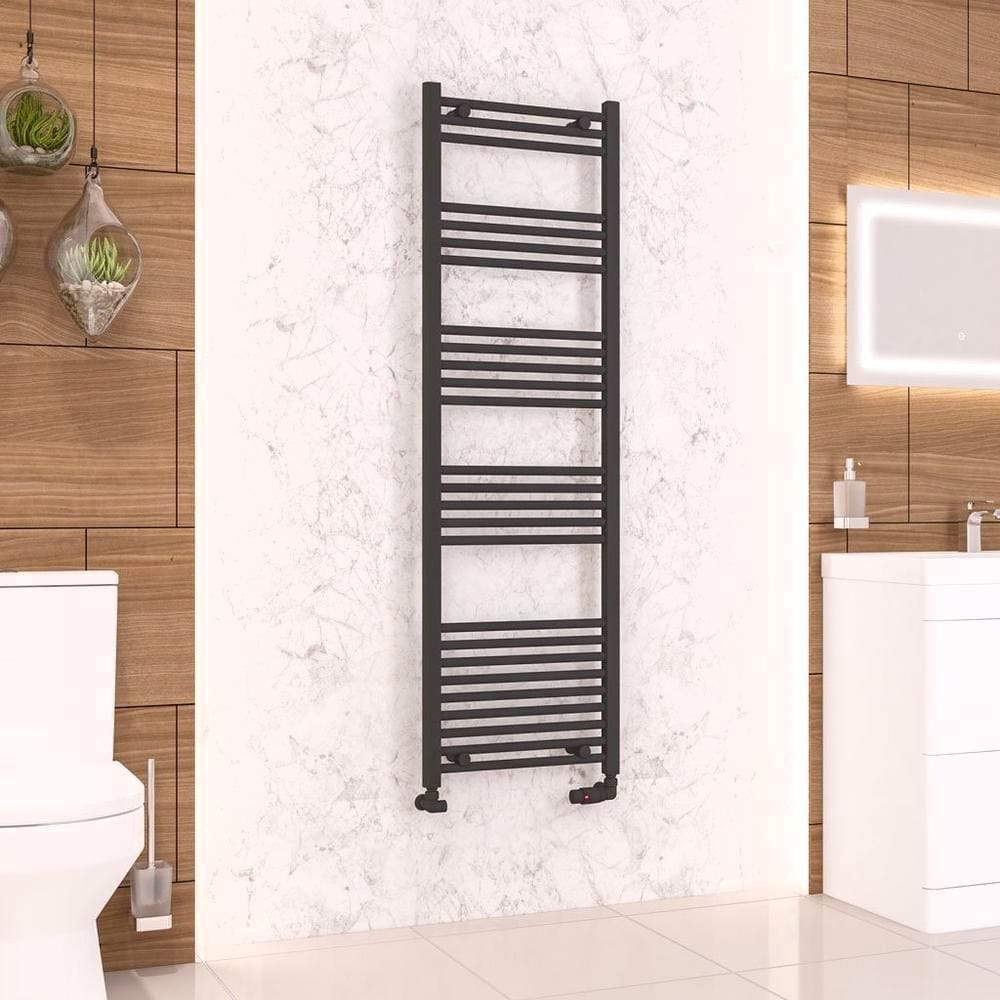 Eastbrook Ladder Rails 1600 x 500 / Electric Only Eastbrook Wendover Straight Vertical Heated Towel Rail in Matt Black