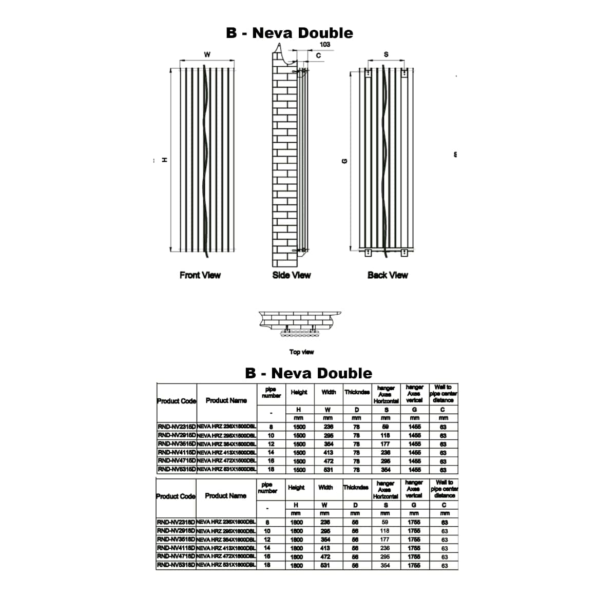 Reina Panel Radiator Reina Neva Vertical Double Panel Central Heating Radiator