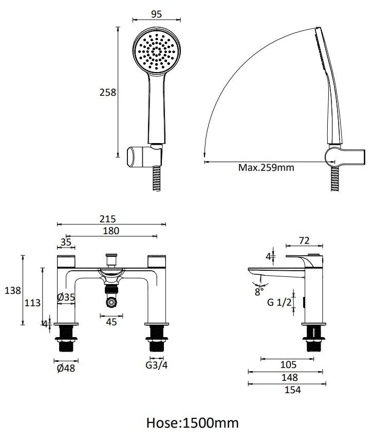 Crosswater Fuse Bath Shower Mixer