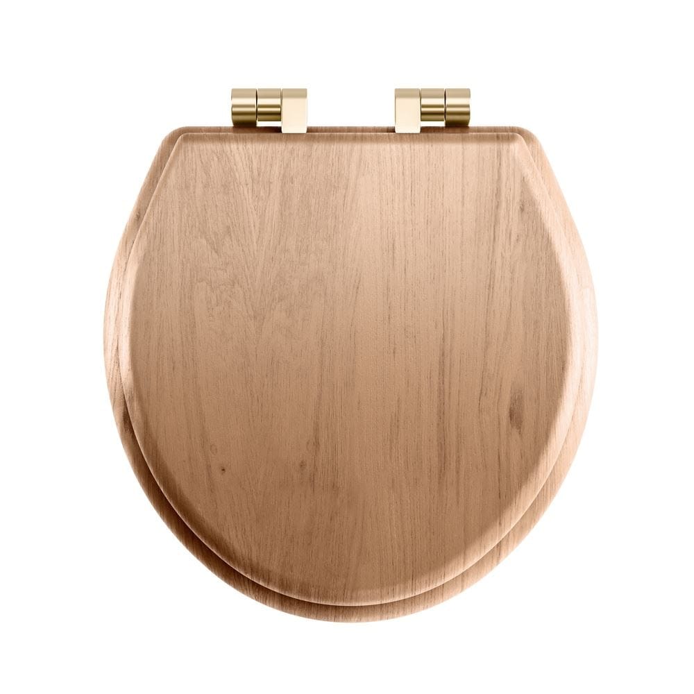 Imperial Toilet Seat Gold Imperial Windsor Solid Wood Toilet Seat in Natural Oak with Soft Close Hinges