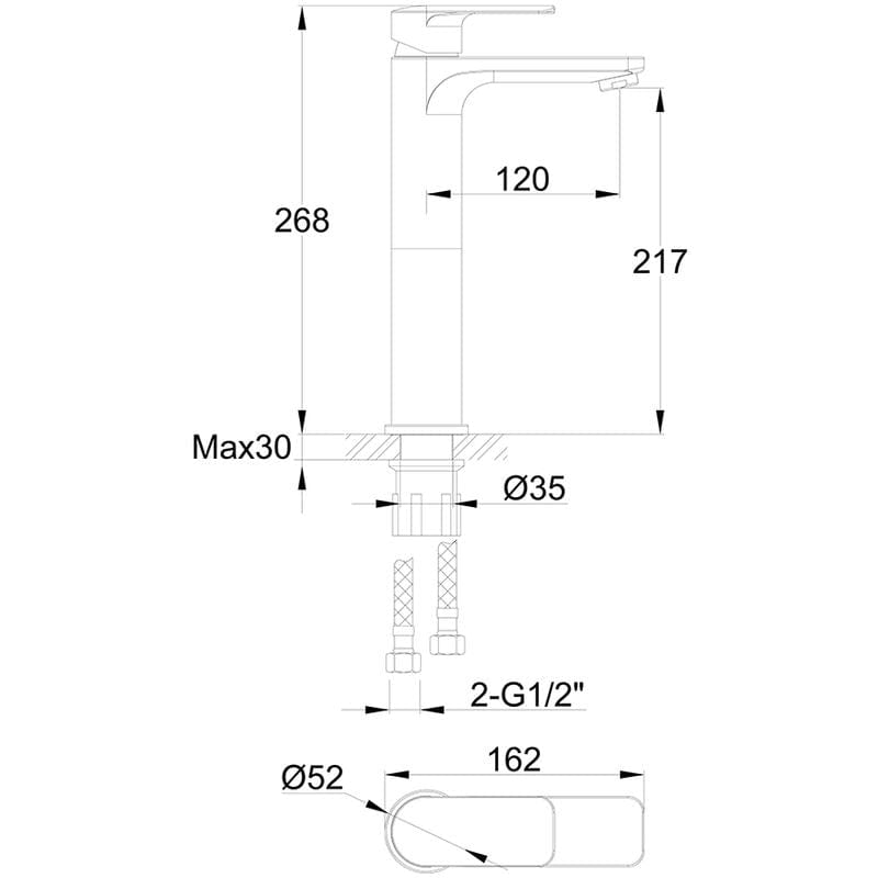 Imex Mono Basin Tap Imex Suburb Tall Basin Mixer Tap with Universal Waste