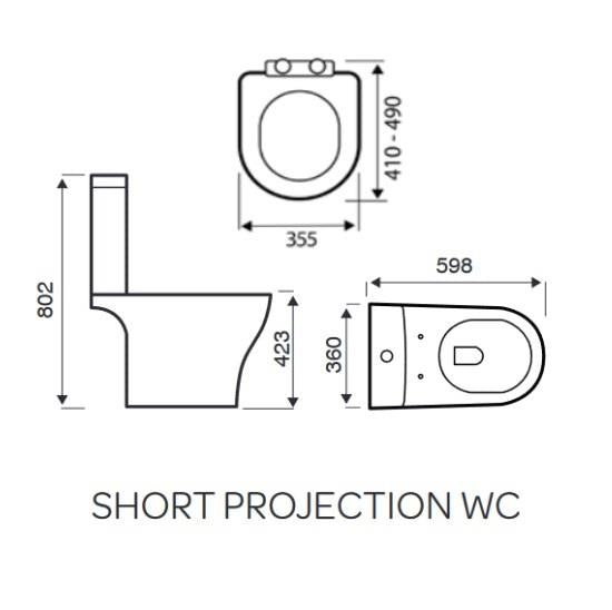 Aquarius K-Series Rimless Short Projection Close Coupled Toilet with Soft Close Seat