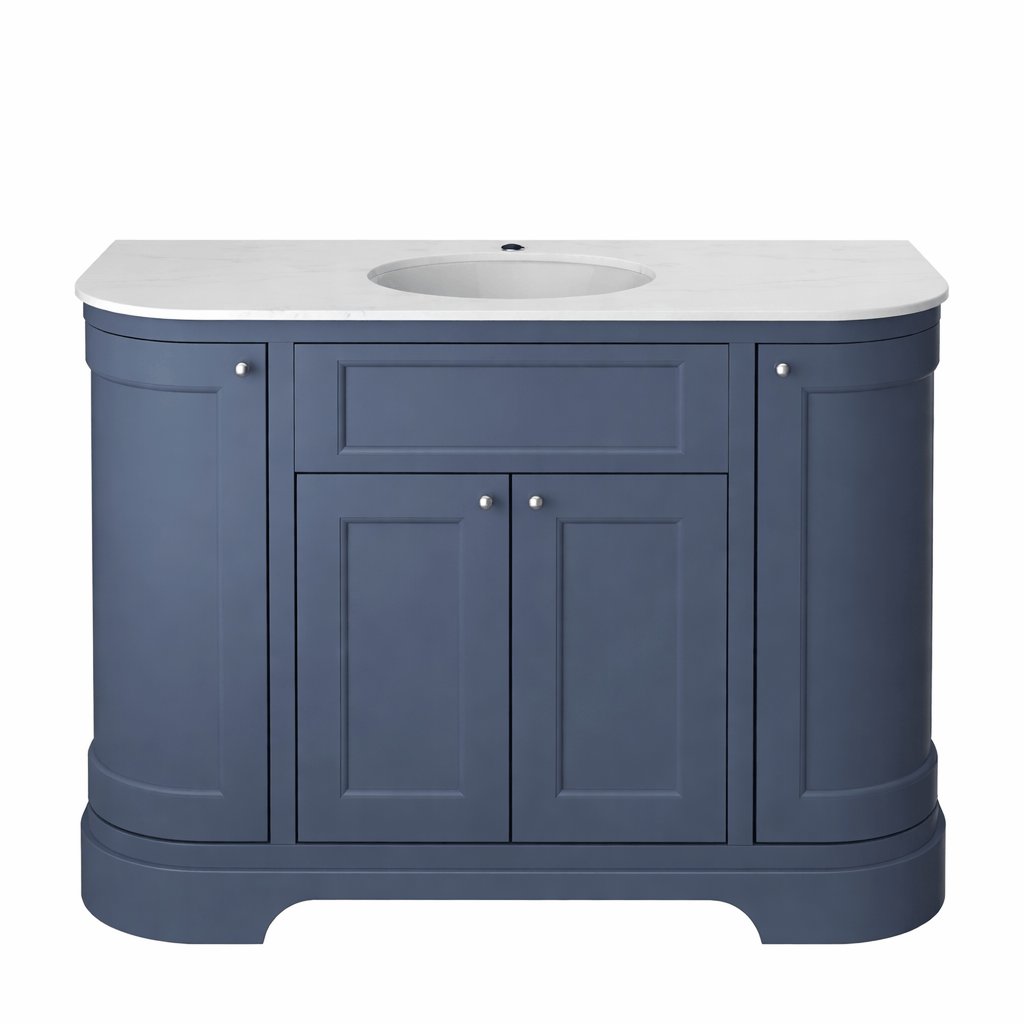 Heritage Floor Standing Vanity Unit Heritage Wilton 1200mm Floor Standing Curved Vanity Unit and Basin Bundle in Maritime Blue