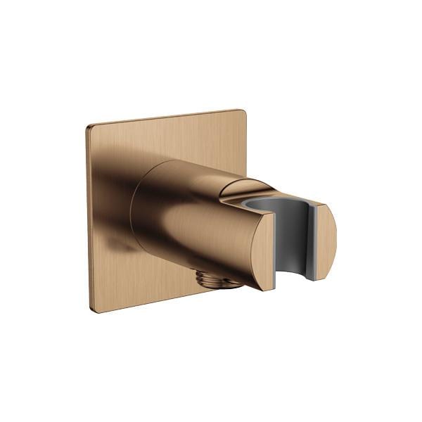 Flova Shower Brackets and Outlets Brushed Bronze Flova Levo Square Wall Outlet Elbow with Handset Holder