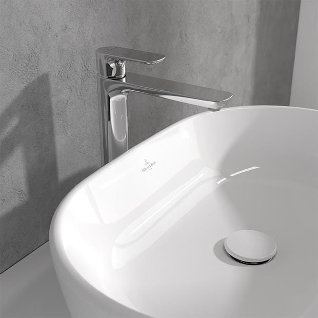 Villeroy & Boch Mono Basin Tap Villeroy & Boch O.Novo Tall Single Lever Basin Mixer Tap with Waste in Chrome