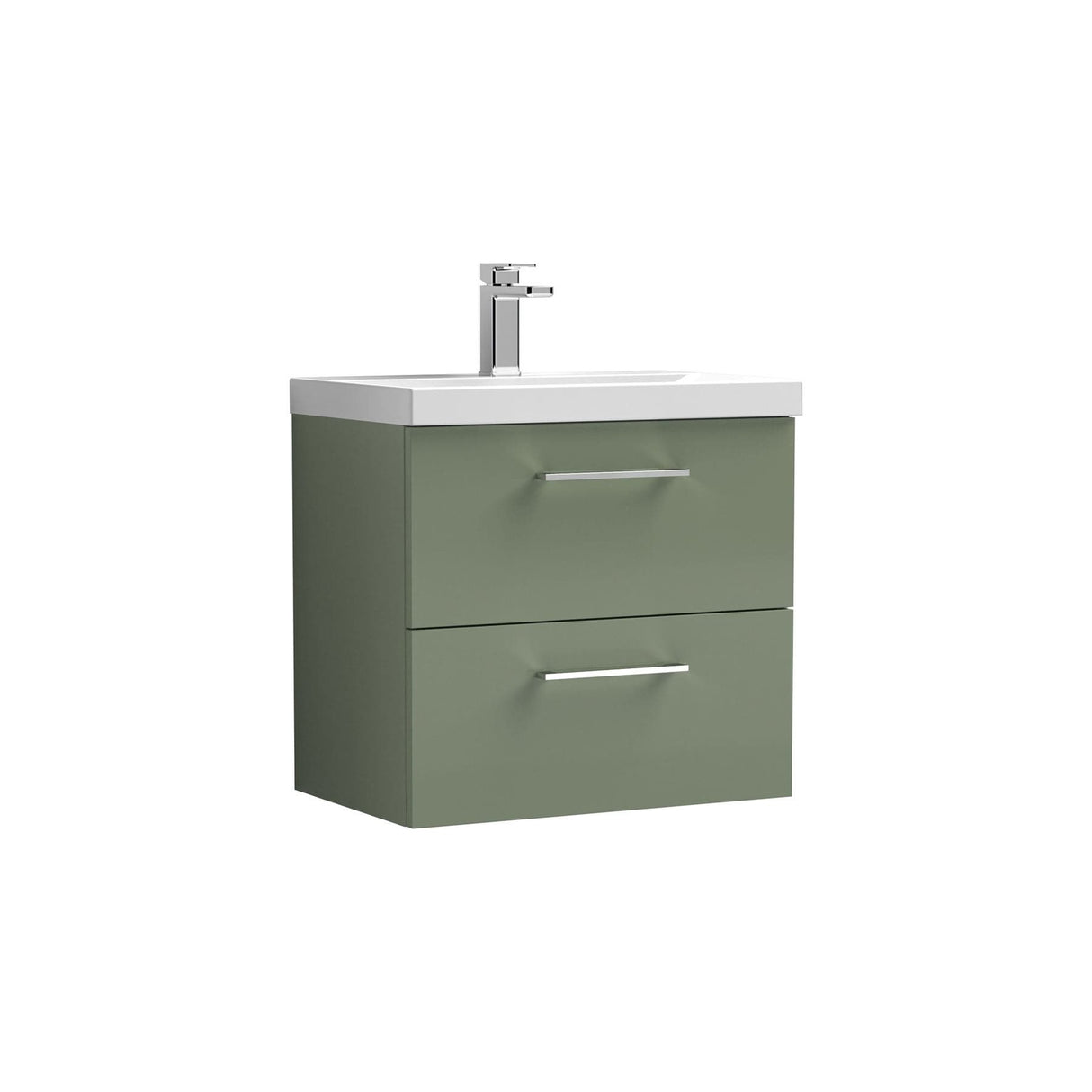 Aquarius Bathrooms Wall Mounted Vanity Unit Aquarius Brisbane 600mm Wall Hung 2 Drawer Vanity Unit with 1 Tap Hole Mid Edge Basin
