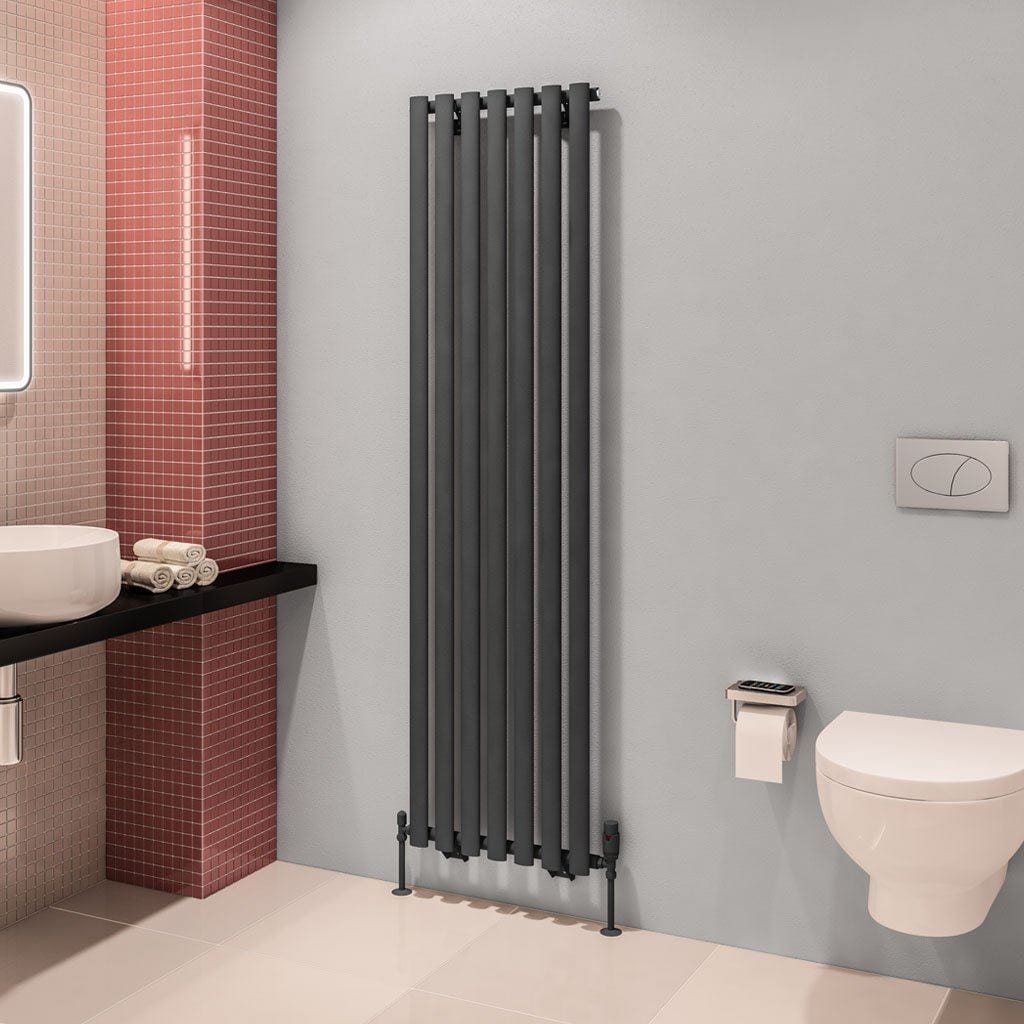 Eastbrook Designer Towel Radiator 1800 x 490mm Eastbrook Tunstall Straight Vertical Designer Radiator in Matt Anthracite