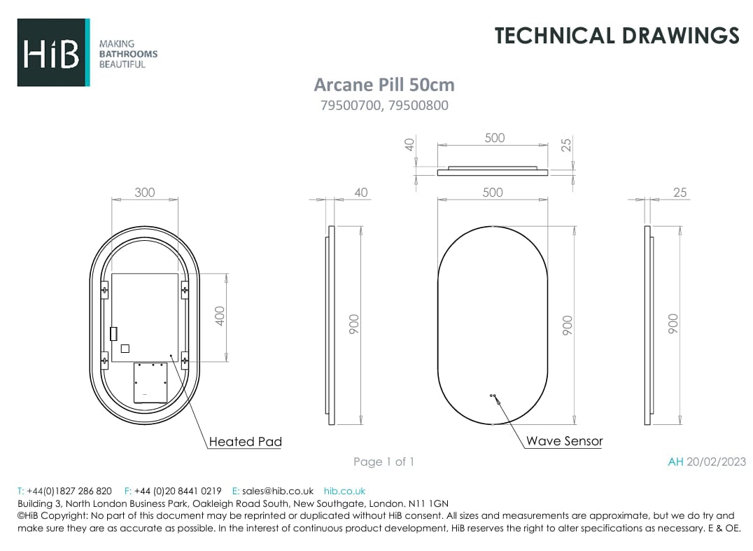 hib. Illuminated Mirror hib. Arcane Pill 50 LED Illuminated Mirror