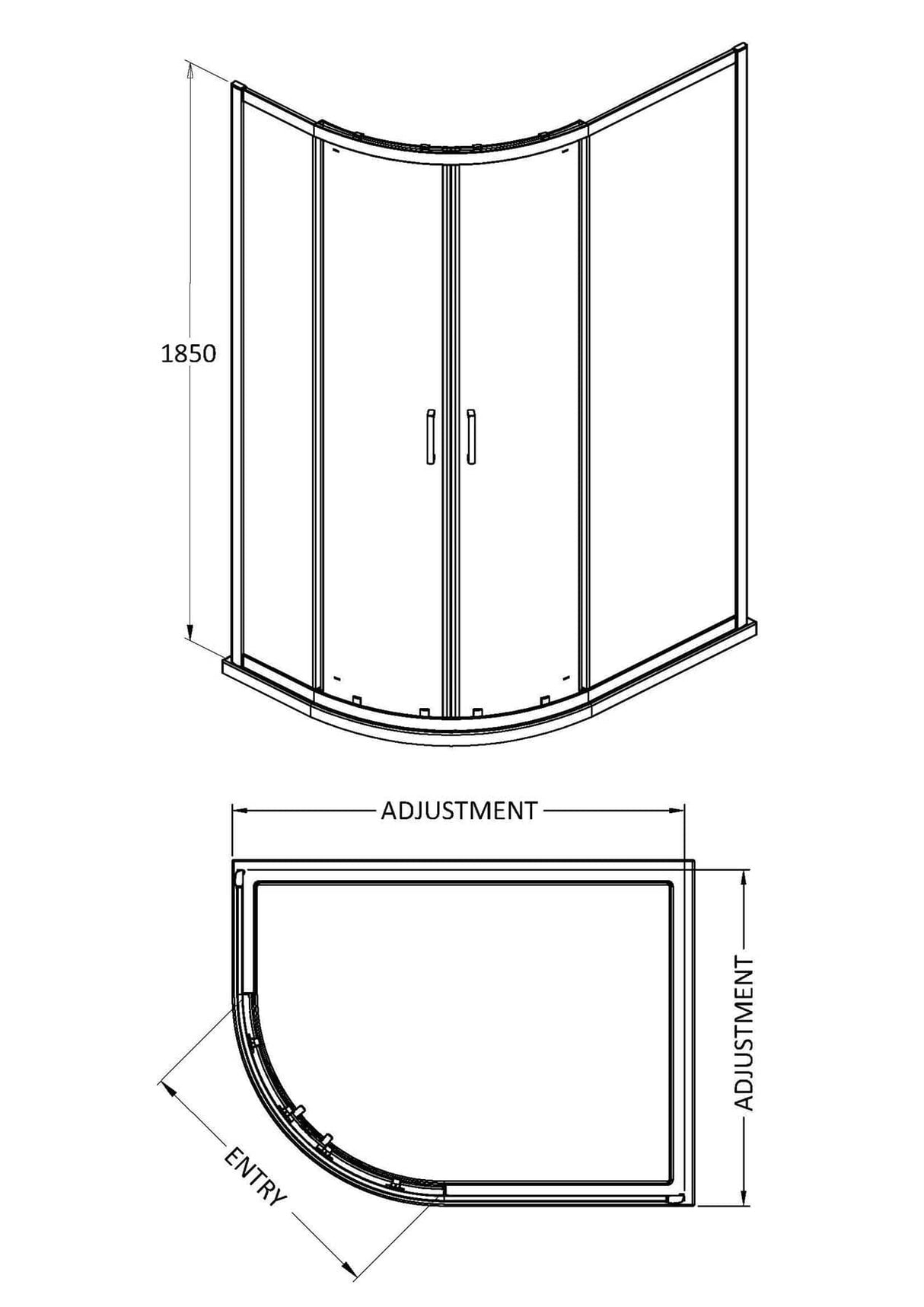 Aquarius Bathrooms Quadrant Shower Enclosure Aquarius Urbano 6mm Quadrant Shower Enclosure 1850mm