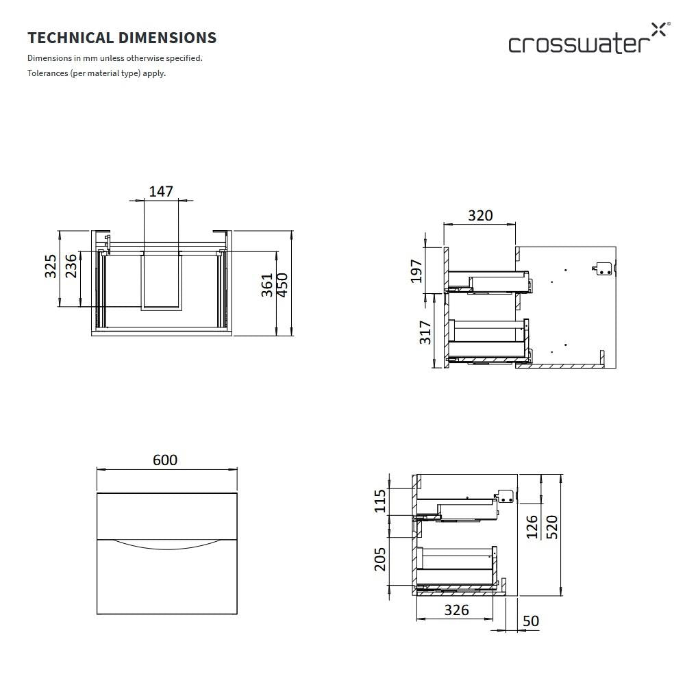 Crosswater Glide II 2 Drawer Vanity Unit with Worktop