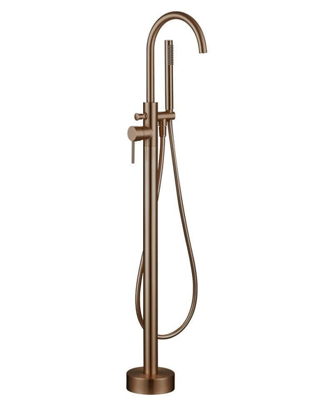 Aquarius Freestanding Bath Filler Brushed Bronze Aquarius RF-Series Floor Standing Bath Shower Mixer with Shower Kit