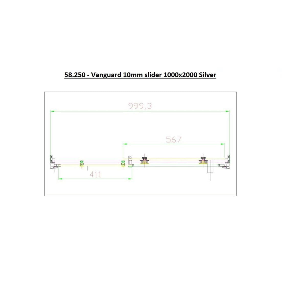Eastbrook Sliding Shower Door 1000mm Eastbrook Vanguard 10mm Sliding Shower Door