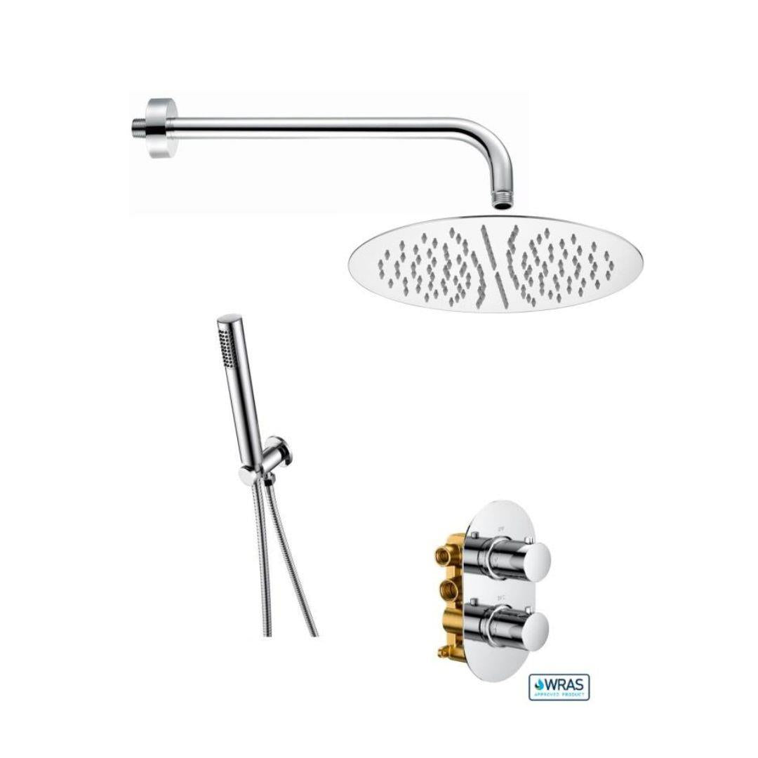 Aquarius RainLux Round 2 Outlet Shower Set with Shower Head and Single Function Handset