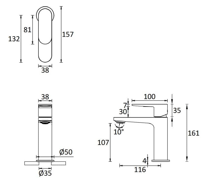 Crosswater Mono Basin Tap Crosswater Drift Mono Basin Mixer Tap with Clicker Waste