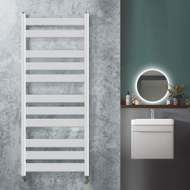 Redroom Designer Towel Radiator Redroom Azor Straight Vertical Designer Towel Rail in White