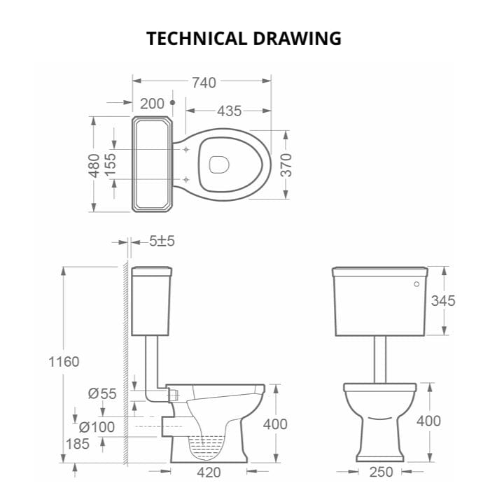 Imex Low Level Toilet Imex Wyndham Traditional Low Level Toilet with Soft Close Wooden Seat