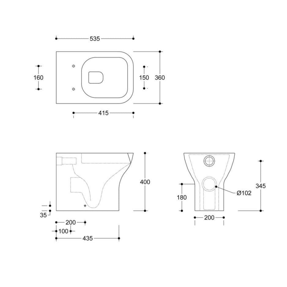 Aquarius Back To Wall Toilet Aquarius Sequoia Back To Wall Rimless Toilet with Slimline Soft Close Seat