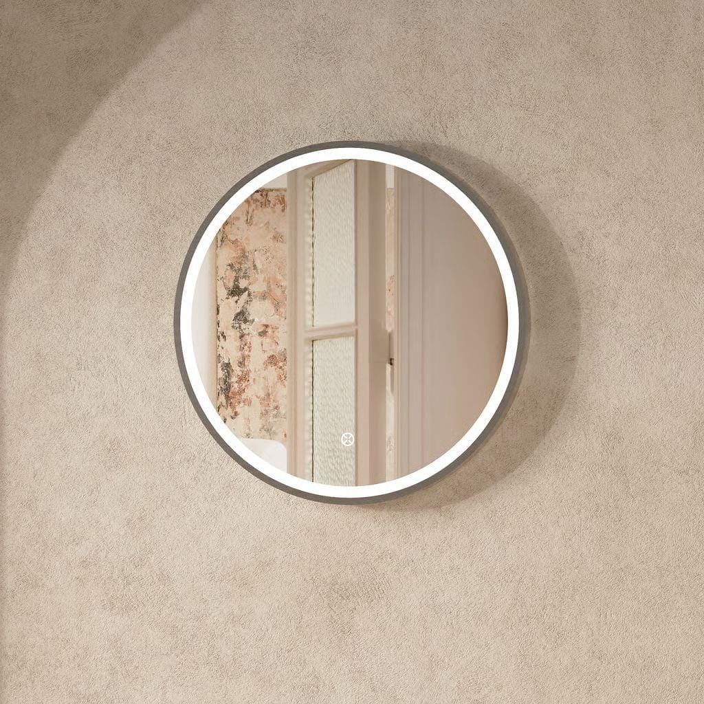 Crosswater Illuminated Mirror 500mm / Slate Crosswater Infinity Round Framed LED Illuminated Mirror