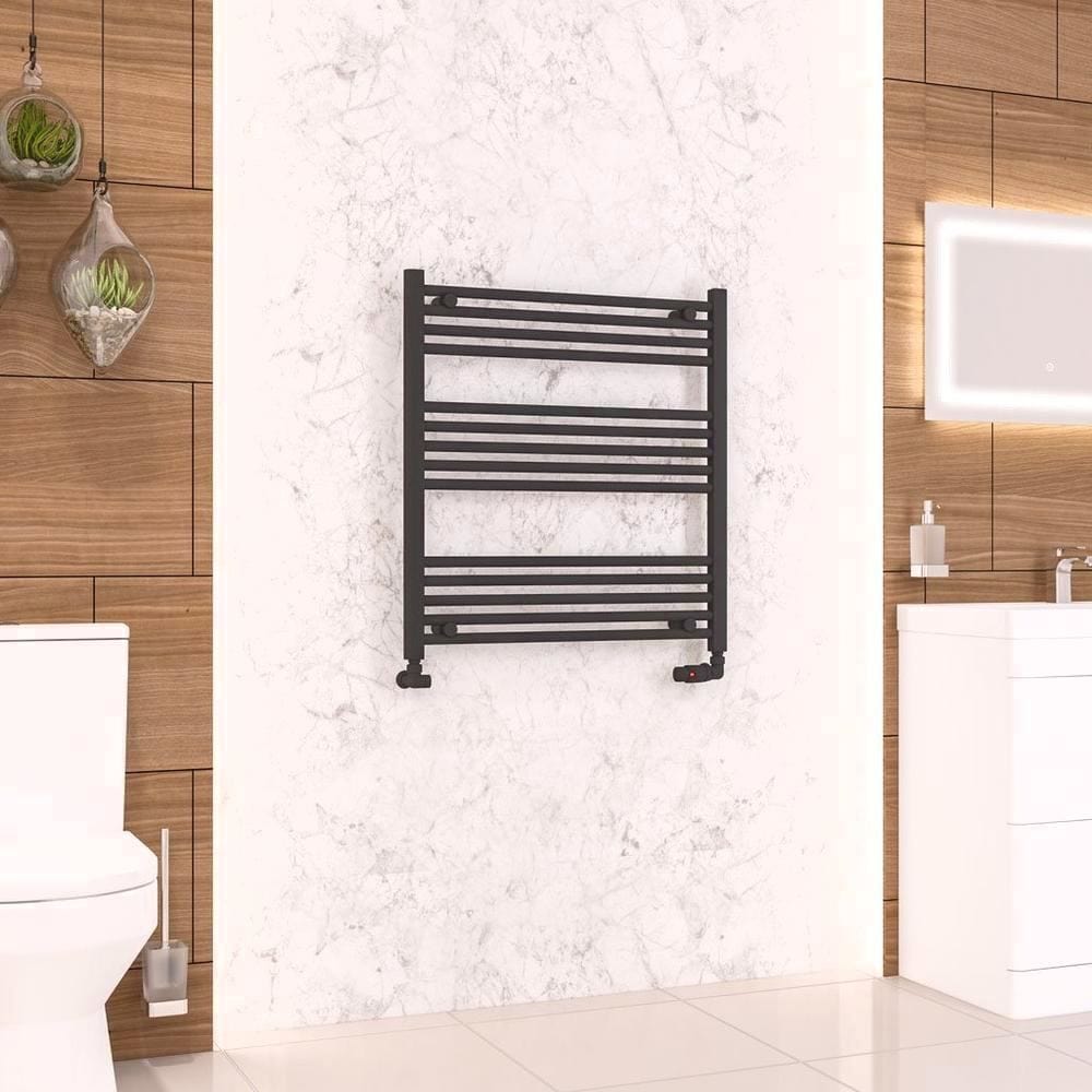 Eastbrook Wendover Straight Vertical Heated Towel Rail in Matt Black