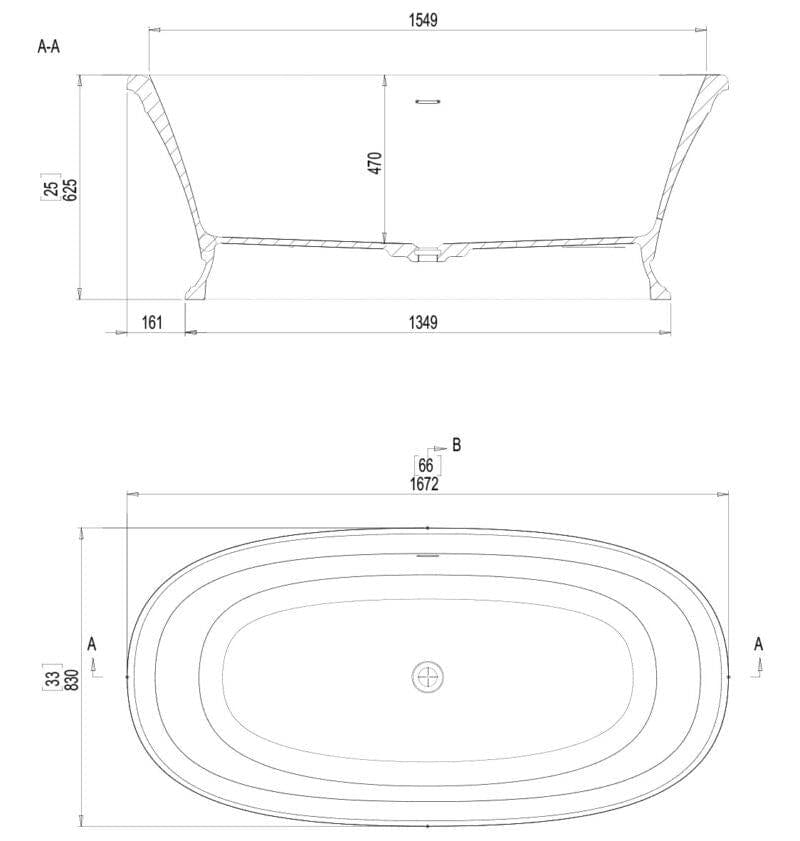Aquarius Modern Freestanding Bath Aquarius Como Freestanding Stone Bath in Gloss White - 1672 x 830mm