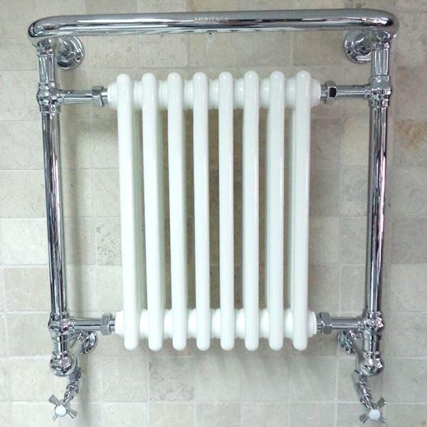 Heritage Insert Radiator Heritage Clifton Wall Mounted Traditional Radiator - 685 x 675mm - Chrome/White