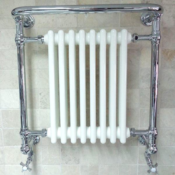 Heritage Clifton Wall Mounted Traditional Radiator - 685 x 675mm - Chrome/White