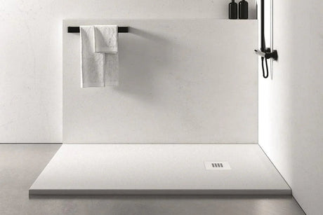 Aquarius Honiston Mineral Composite Slate Effect Shower Tray in Arctic White