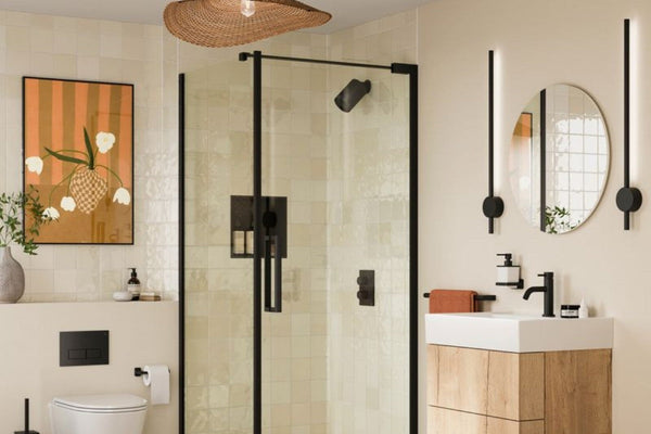 Crosswater Asura 8mm Hinged Shower Door Matt Black