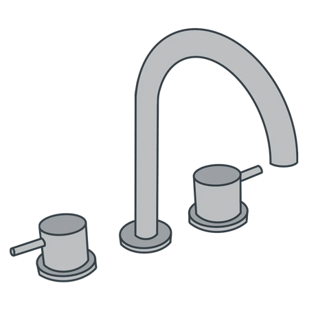 A line illustration of a 3 tap hole basin set