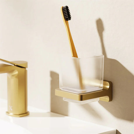 Brushed Brass Crosswater Rotar Tumbler Holder