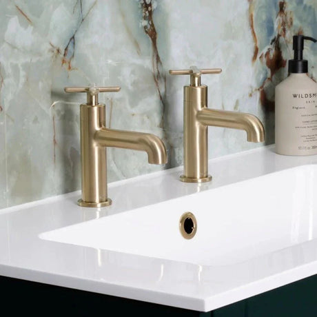 Heritage Salcombe Basin Pillar Taps Brushed Brass
