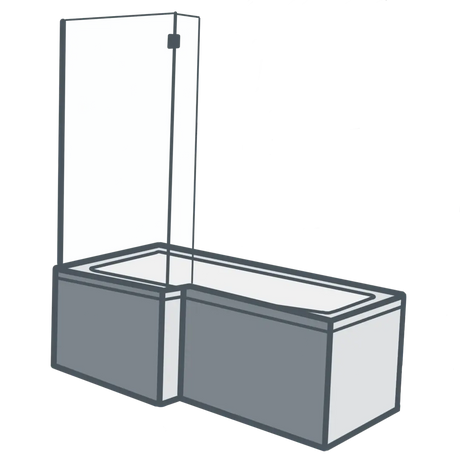 A line illustration of a shower bath