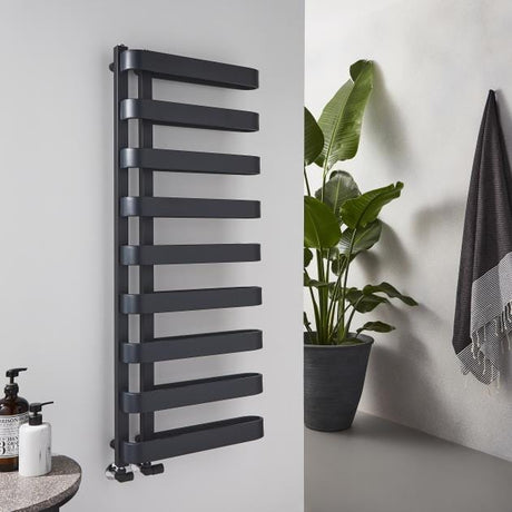K-RAD Texas Straight Vertical Designer Towel Rail in Anthracite