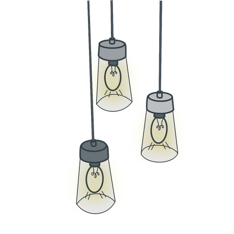 a line illustration of bathroom lighting