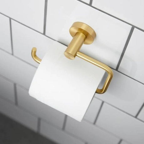 Brushed brass toilet roll holder