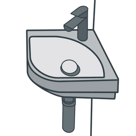 A line illustration of a cloakroom basin