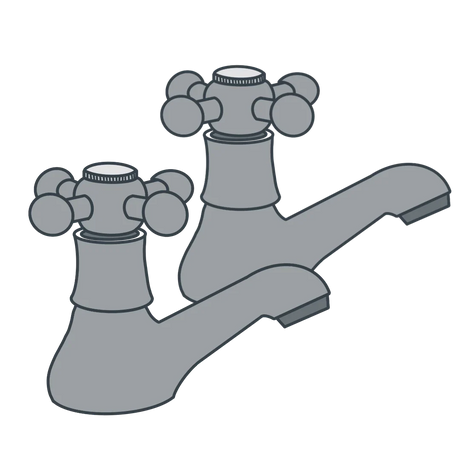 A line illustration of pillar basin taps