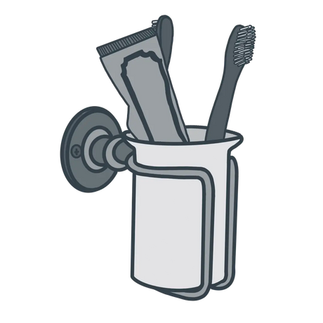 a line illustration of a toothbrush holder