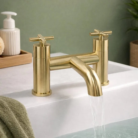 JTP Solex Deck Mounted Bath Mixer Tap Brushed Brass