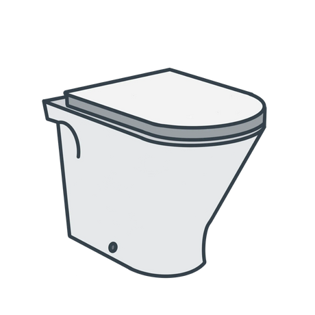 A line illustration of a back to wall toilet